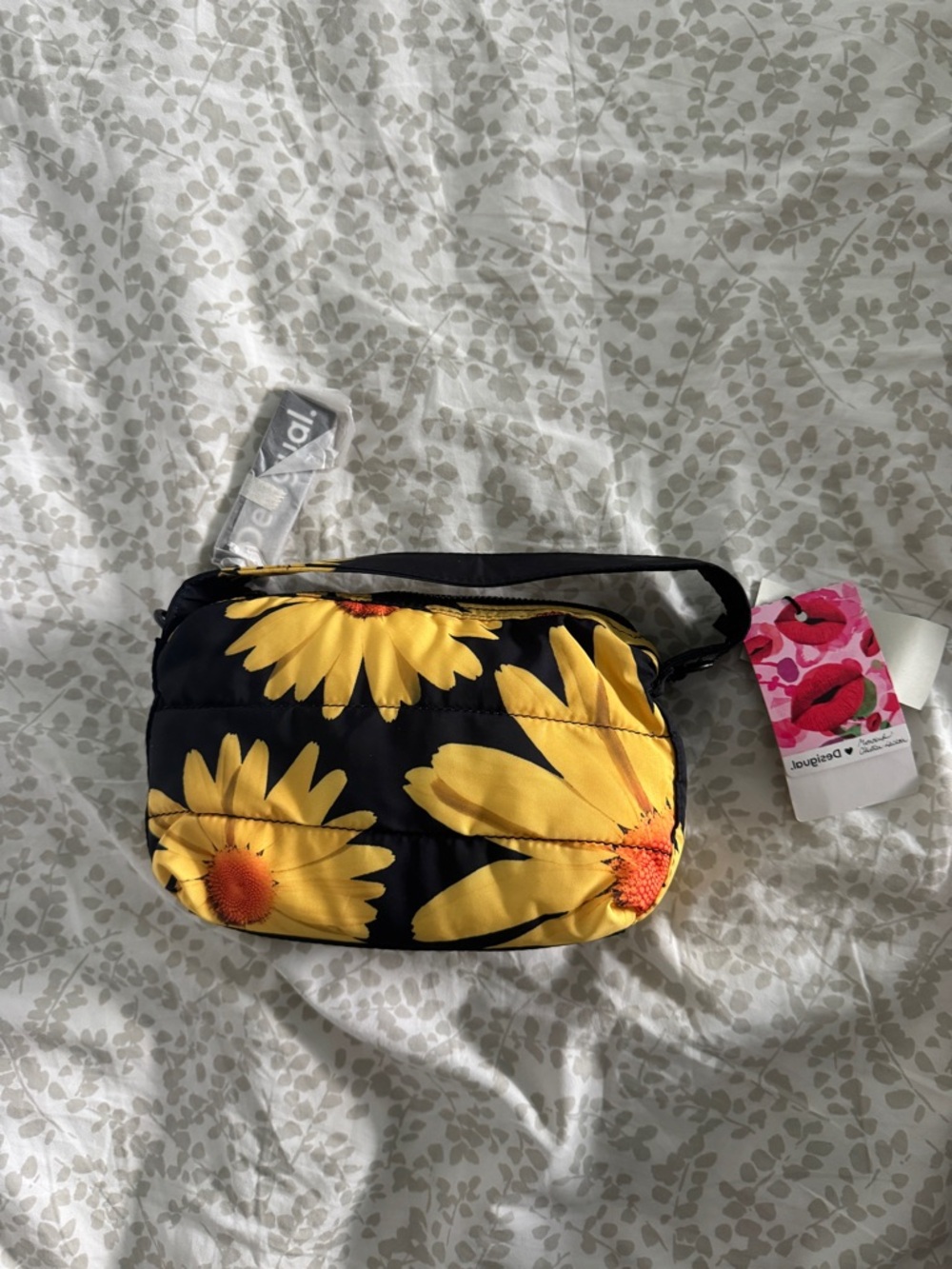 Desigual Black bag with Yellow Daisy Print